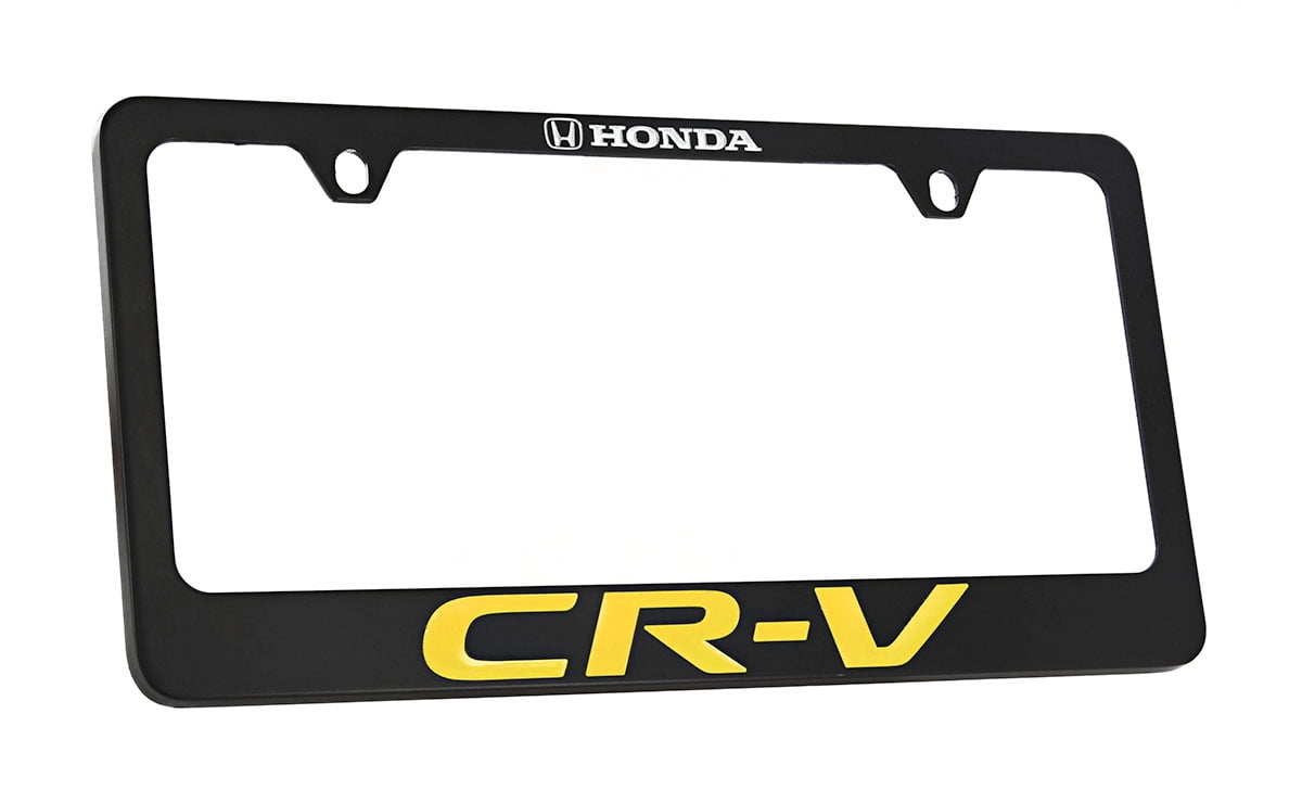 Honda CRV wordmark black coated metal license plate frame holder 2 hole