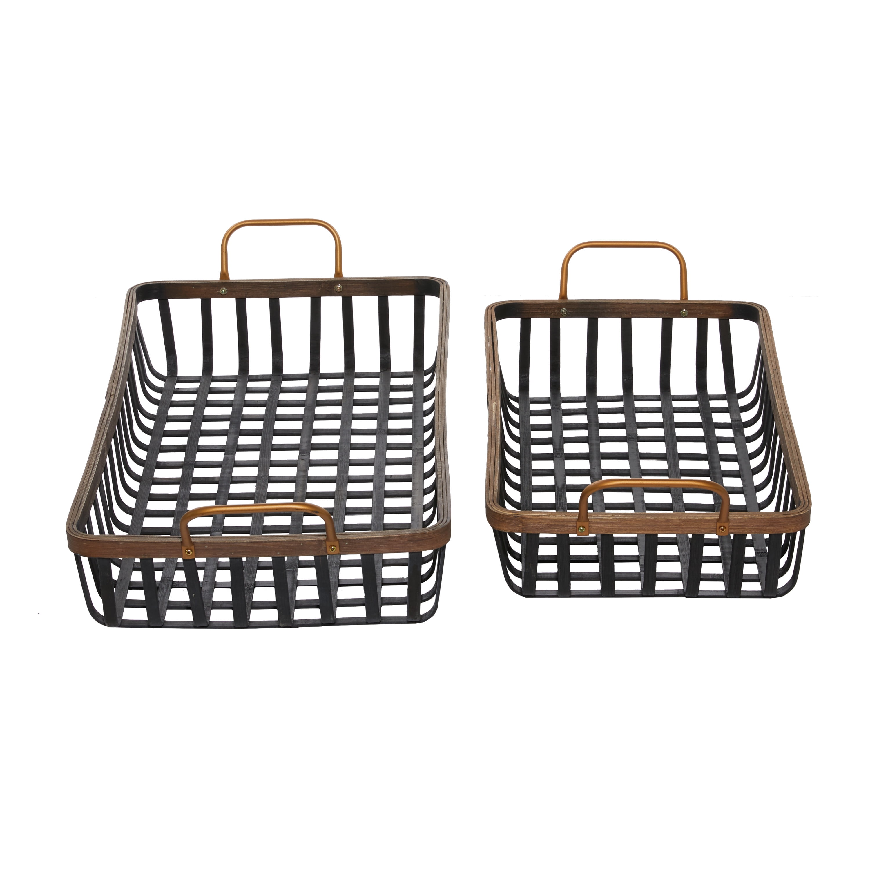 DecMode 29", 23"W Black Wood Grid Tray, 2-Pieces