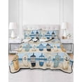 thumbnail image 3 of Blue Coastal Queen Size Down Alternative Comforter, Lightweight Comforter Quilt Bedding Set with Pillow Shams Ocean Nautical Anchor Wood Barn Beach All Seasons Bed Comforter Duvet Insert 90"x96", 3 of 7