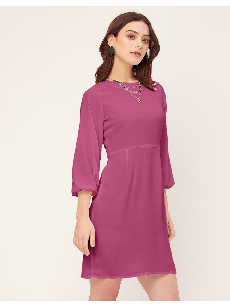 georgette bodycon dress Boat Neck Bodycon Solid Georgette Dress 3XL