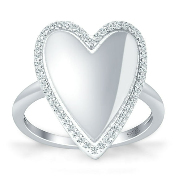 Halo Heart Promise Cubic Zirconia Ring 925 Sterling Silver Size 5