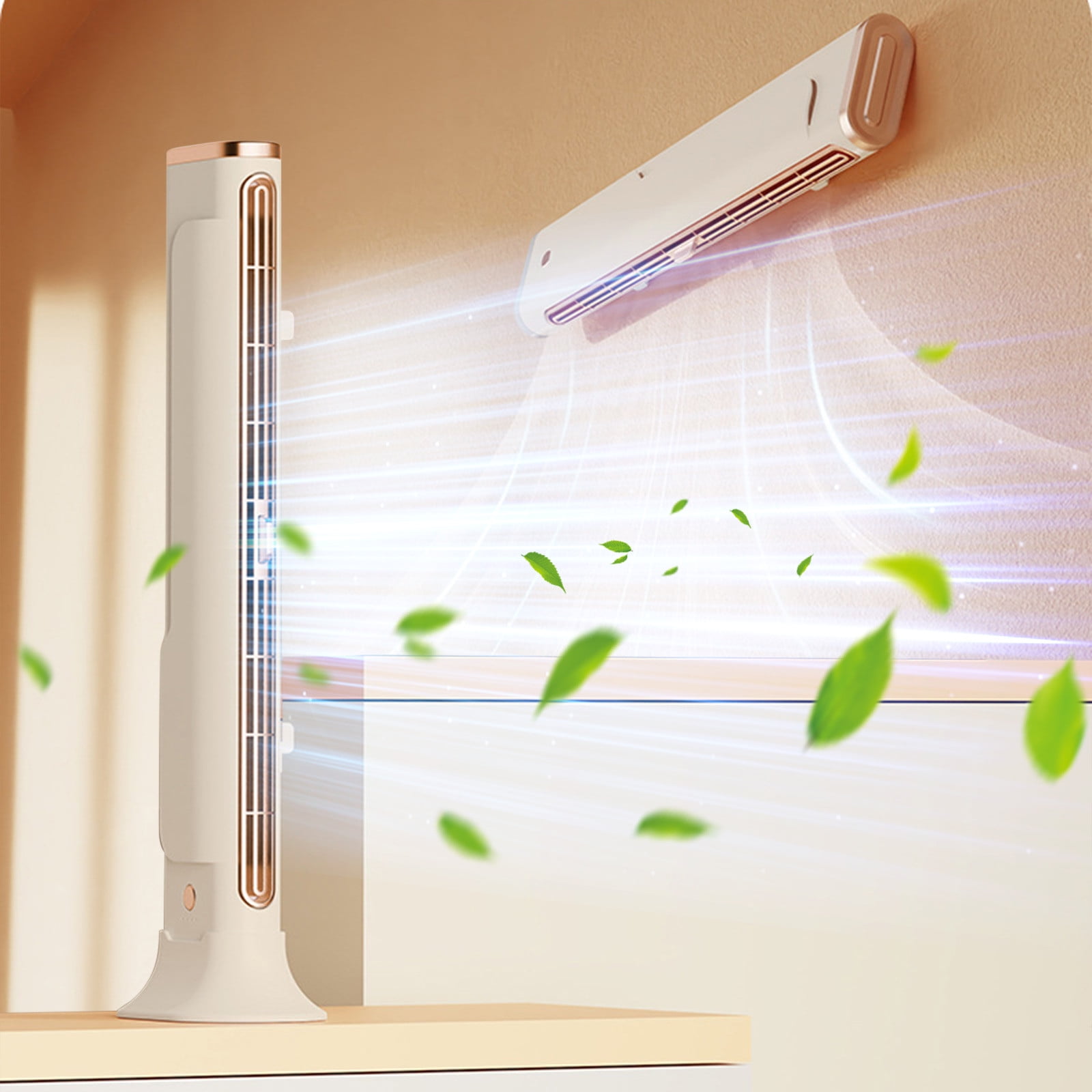 HJuyYuah Bladeless Tower Fan with Constant Airflow Wall Mount or Standing High Wind Silent Desk Fan for Kitchen Dormitory Office