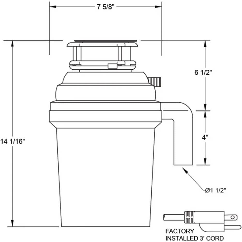 XO XOD1PRO 1 Horsepower Sink Pro Nanogrind Series Continuous Feed Garbage Disposal - Corded