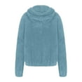 thumbnail image 5 of NAISIBABY Kids Girls Fleece Jacket, Zip-Up Warm Plush Coat Long Sleeve Winter Fuzzy Hooded Outerwear Blue 7T, 5 of 5