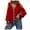Red fall sweatshirt for women, variant on USSUMA Women's Sexy Cold Shoulder Tops and Blouses Trendy Leopard V Neck Blouse Button up Lantern Sleeve Shirt Tops Dressy