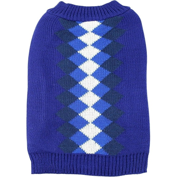 Midlee Argyle Dog Sweater (X-Small, Blue)