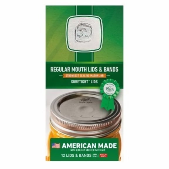 Ball 12pk Glass Mason Jar Lids and Bands - Regular Mouth