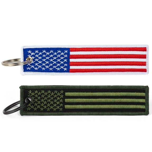 x xotic tech 2 Pack American Flag Keychain Tag with Key Ring for Motorcycles, ATV utv, Cars, Backpack, Keys Tag Lock Luggage Scooters Embroidered Accessory