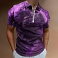 thumbnail image 2 of Purple Wolf Men Zipper T-shirt Summer Casual Short Sleeve T-shirt Top, 2 of 7