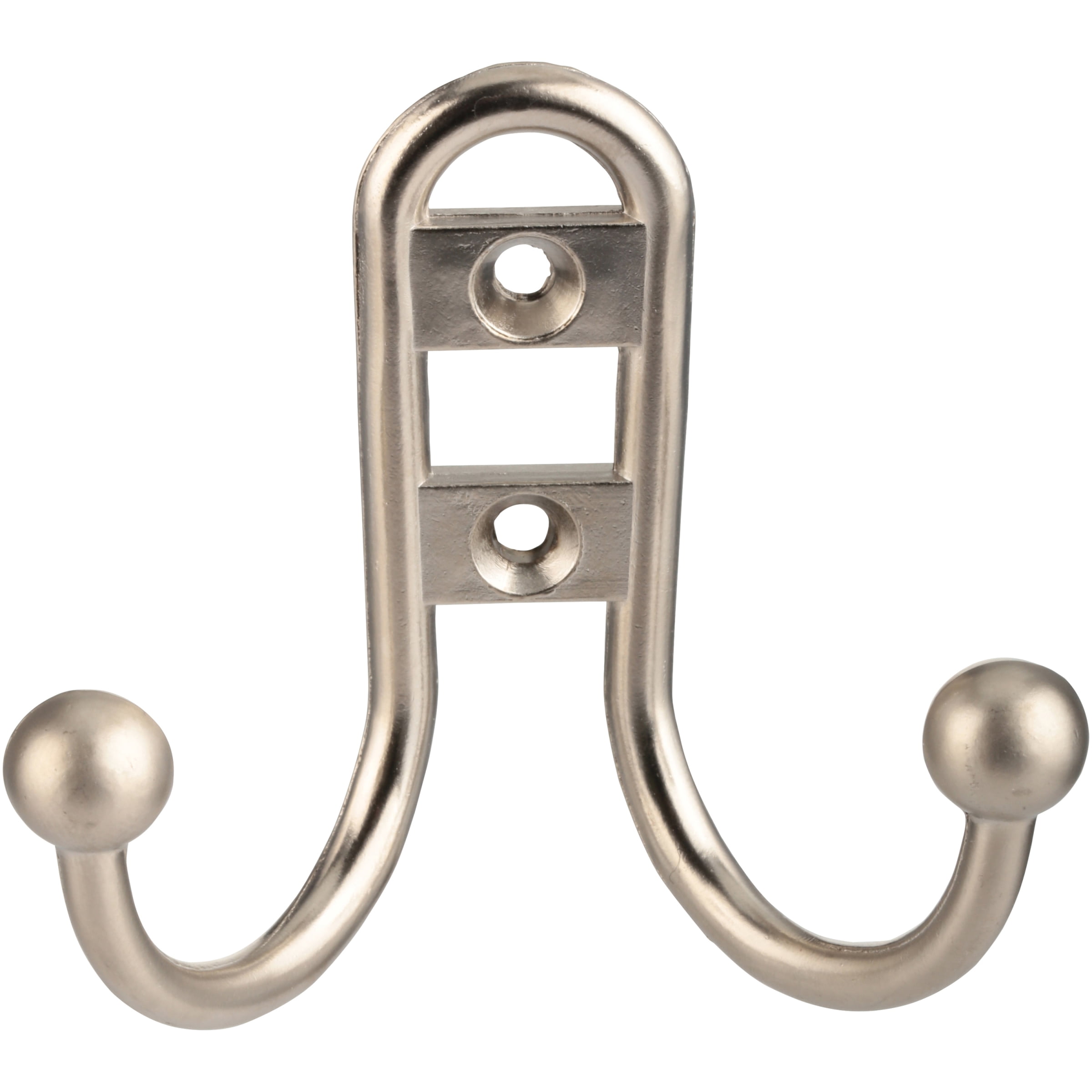 Mainstays, Double-Hook Coat Hook, Satin Nickel, Mounting Hardware Included,  10 lbs Limit 