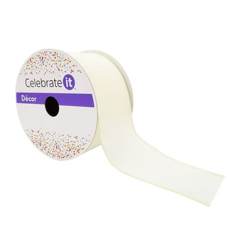 UPC: 0191518420197 | 2.5 Ivory Faux Linen Wired Ribbon by Celebrate It™