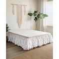 thumbnail image 2 of Pink Flowers Wrap Around Bed Skirts for King Bed 18" Drop,Bed Skirt with Adjustable Elastic Belt Dust Ruffle Bed Valance for Bedroom Hotel Luxury Cartoon Botanical Floral Vines Leaves Bed Frame Cover, 2 of 7