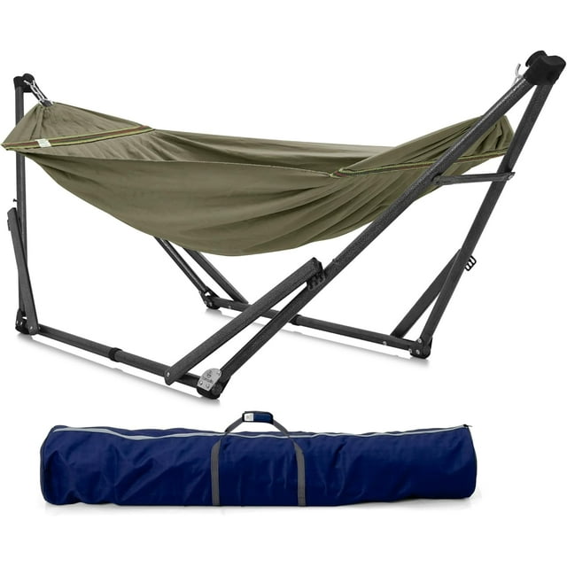 Tranquillo Uniki Support de Hamac Ajustable, Hamac avec Support pour Hamac Portable d'Extérieur, Capacité de 550 Lb Support de Hamac Double de Luxe, Hamac et Support de Camping Pliables, Sauge