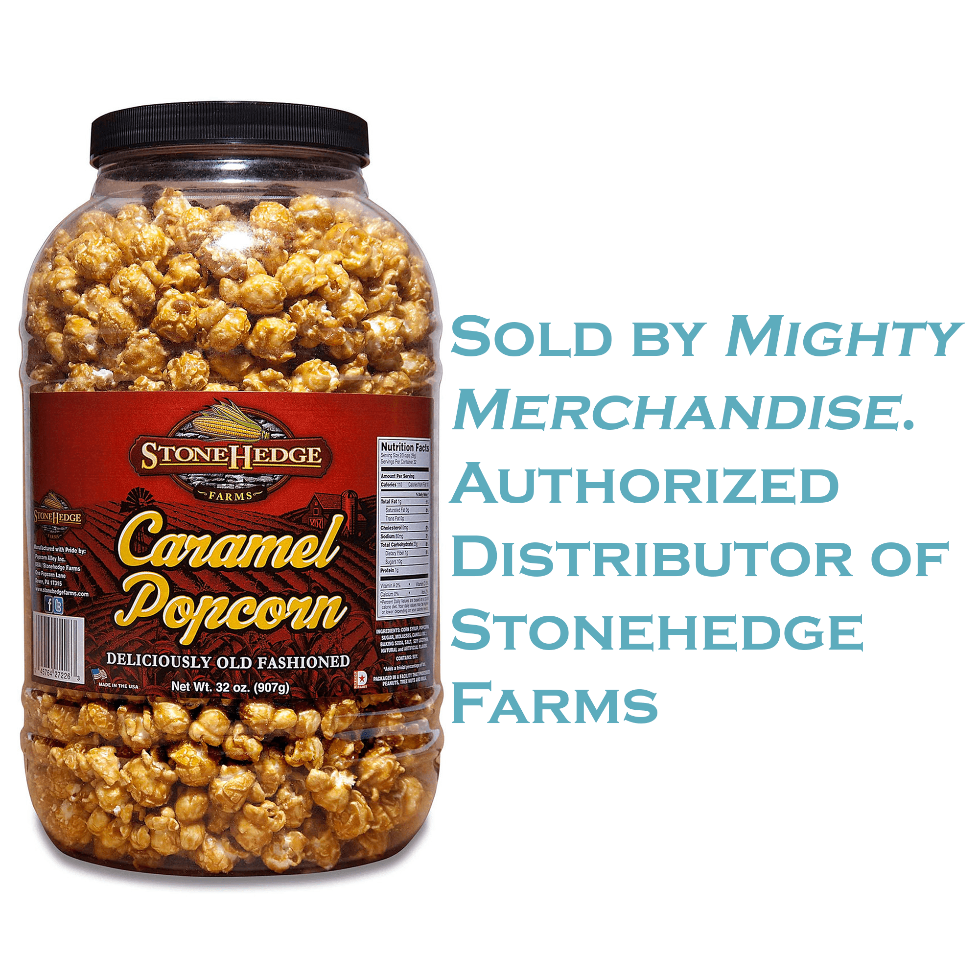 Stonehedge Farms Caramel Flavored Popcorn - 32 Ounce Tub - Reclosable  Container - Deliciously Old Fashioned - Made in the USA - Gluten Free