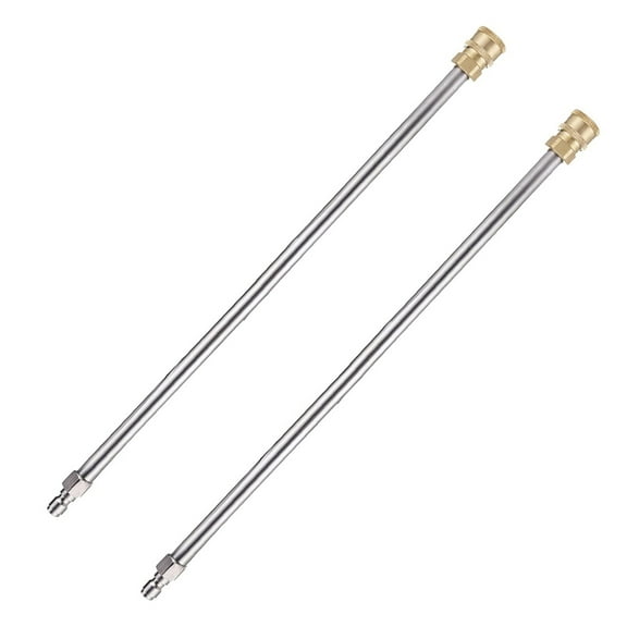 Pressure Extension Wand 17 Inch Stainless Steel with 1/4 Inch Quick Connect, 2 Pack Power Lance for Pressure Washer Gun Surface Cleaner, Silver