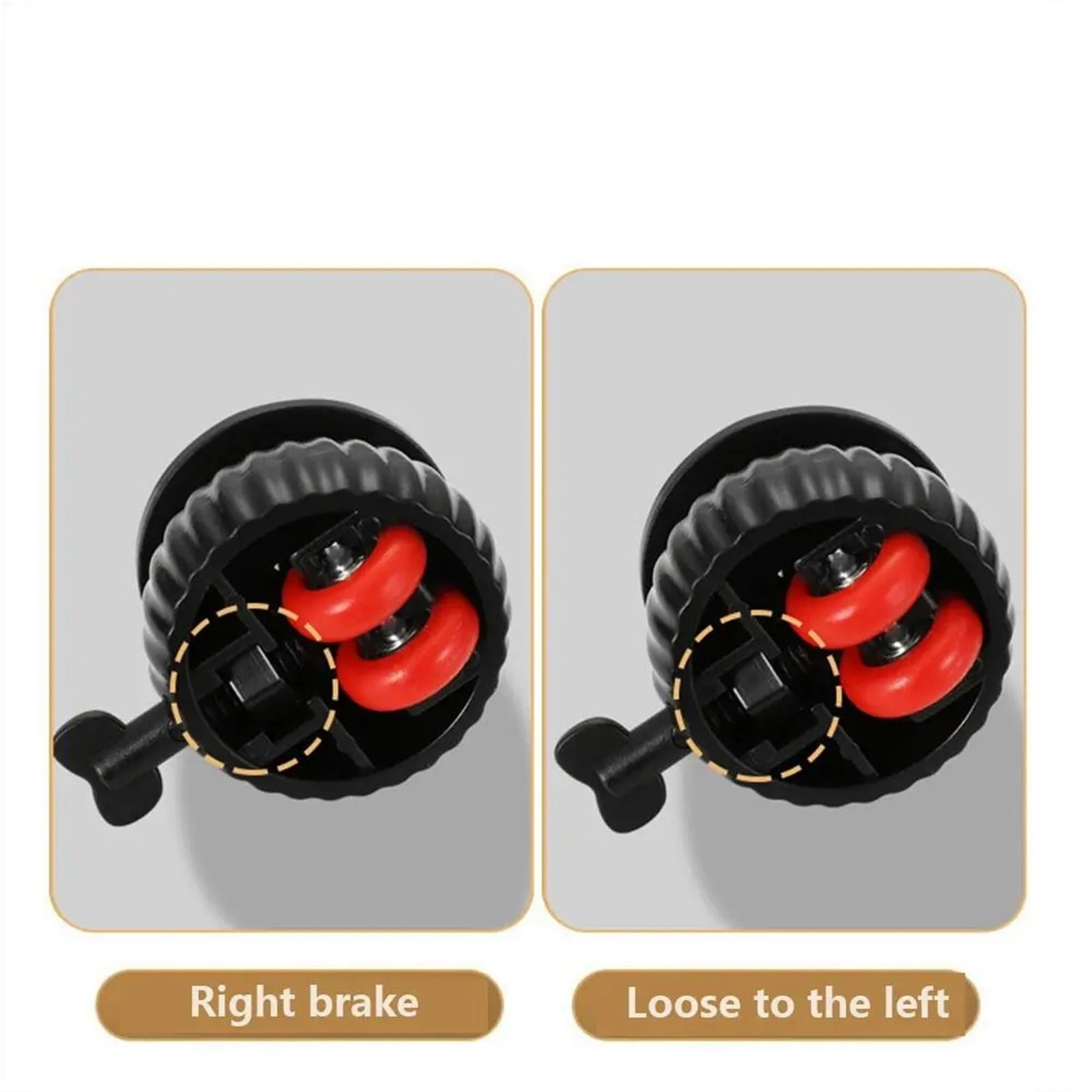 4Pcs Universal Soft Rubber Swivel Caster Roller Heavy Duty Universal Wheel 360° With Safety Brake Furniture Caster Household ,Easy to Install