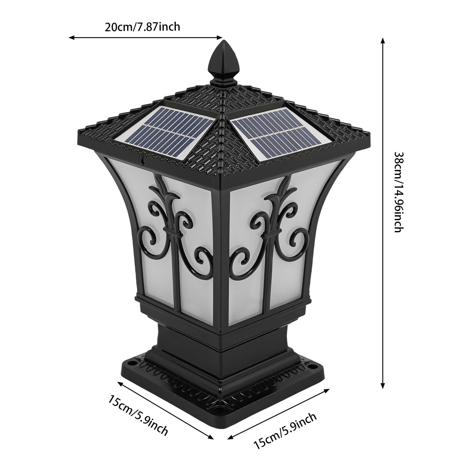 Black Outdoor Solar Post Light, Solar Powered Pillar Light, Garden Light For Installation In The Courtyard, Villa, Porch, Garage, Aisle, Balcony