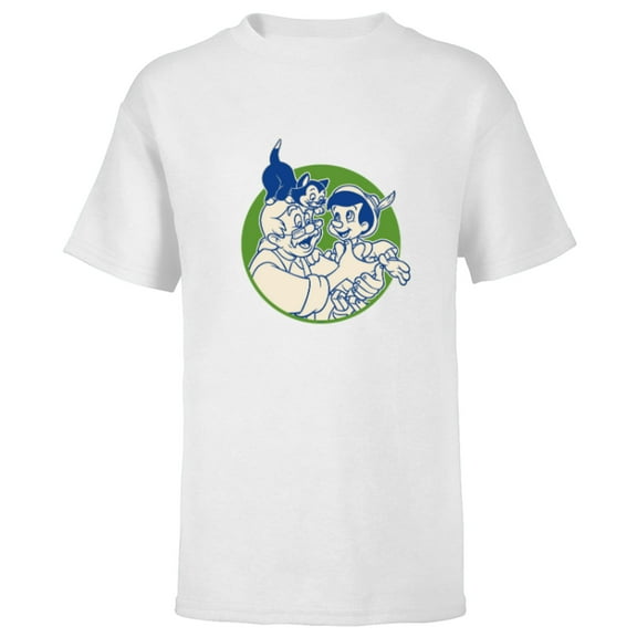 Disney Pinocchio Geppetto and Figaro - Short Sleeve T-Shirt for Kids - Customized-White