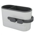 thumbnail image 3 of Secador de pelo de pared titular adhesivo gran espacio plástico artículos de tocador maquillaje organizador con cajón ganchos para baño gris oscuro, 3 of 8