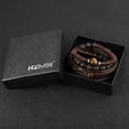 thumbnail image 4 of HZMAN Genuine Leather Tree of life Bracelets Men Women, Tiger Eye Natural Stone Lava Rock Beads Ethnic Tribal Elastic Bracelets Wristbands (Brown), 4 of 6
