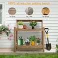 thumbnail image 5 of ROGALIS HDPS Outdoor Potting Bench Table w/4 Hooks & 3 Shelves, All-Weather, No Rust/Fade, Teak, 5 of 7