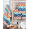 thumbnail image 2 of Bohemian Geometric Stripe Orange Blue Turquoise Tea Towels Absorption Walf Checks Kitchen Cleaning Towel Cloth Napkins Dish Rags, 2 of 7