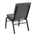 thumbnail image 4 of (10 PACK) 18.5'' Wide Light Gray Fabric Church Chair with Book Rack and Gold Vein Frame - Multipurpose Stackable Office Side Chair, 4 of 7