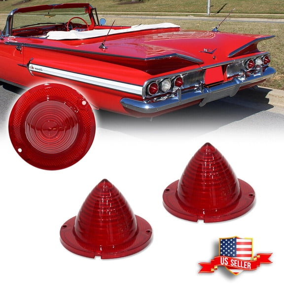 GTINTHEBOX 2PCS Rear Red Lens Tail Light Lamps 1960-1961 Impala Bel Air Biscayne El Camino