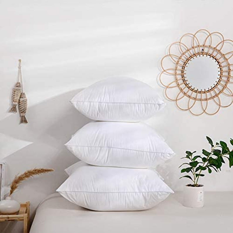 12x12 Square Decorative Throw Pillow Insert HOMESJUN Set of 2 Feather and Down Pillow Insert 100% Cotton White