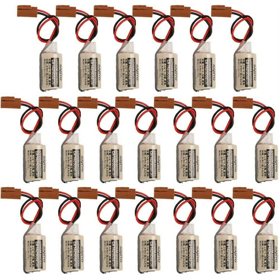 (20 Pack) for Sanyo CR14250SE 1/2AA 3V PLC Lithium Battery 1747-BA Backup Power Supply with Brown Plug