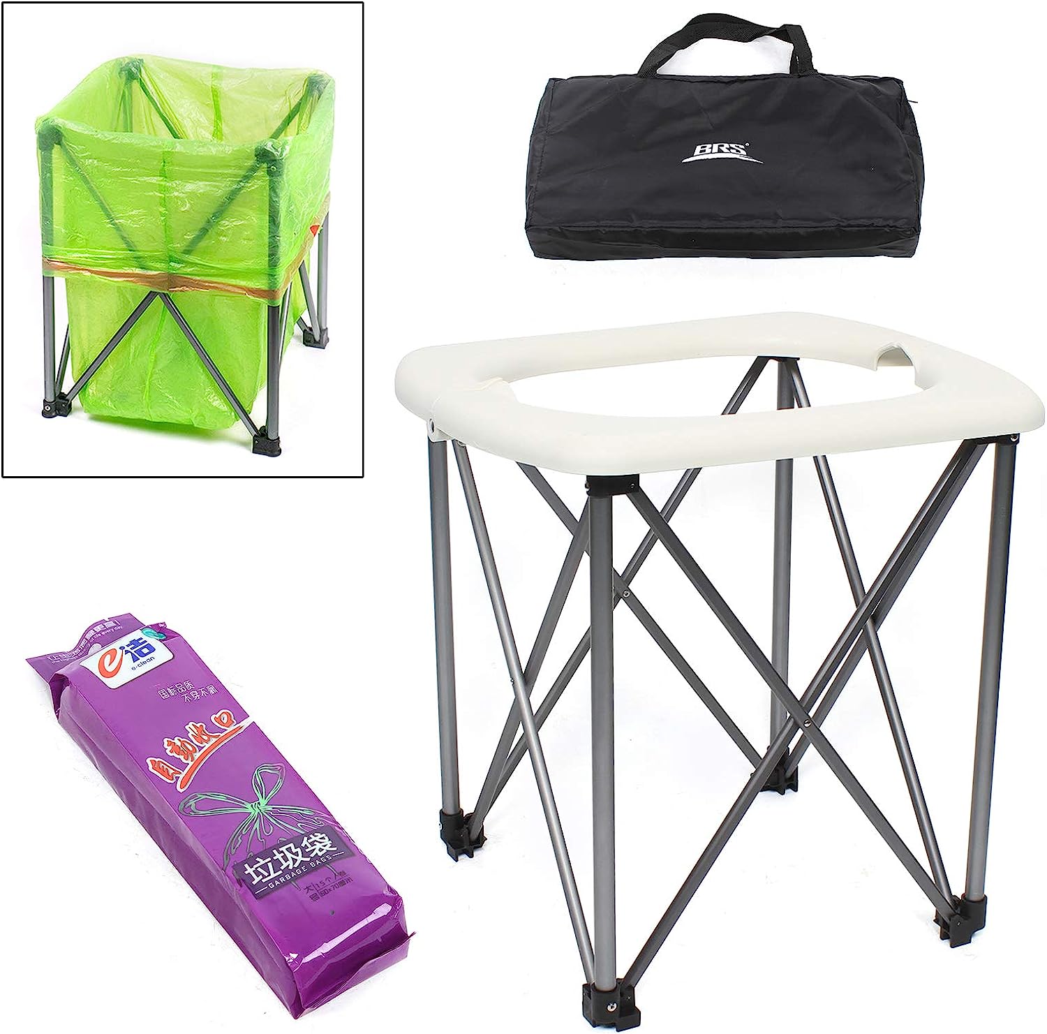 TFCFL Portable Seat Toilet Outdoor Camp Commode Bag Toilet Potty