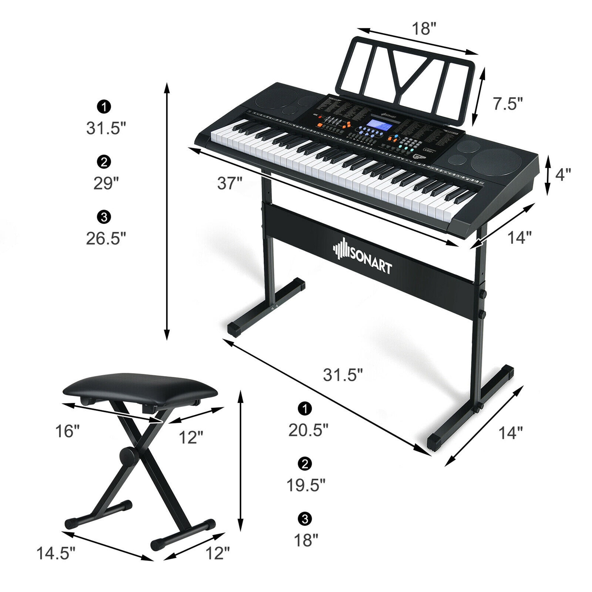 Adjustable Pro X Frame Piano Stool Keyboard Bench Keyboard Stand Music Stand UK 