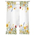 thumbnail image 2 of Sunflower Botanical Semi Sheer Curtains 96 Inch Length 2 Panels Set, Farmhouse Spring Floral Sheer Kitchen Curtain Privacy Voile Window Curtain for Living Room Bedroom Rod Pocket Drapes, 2 of 7