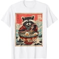thumbnail image 1 of Camiseta de anime de mapache para comer ramen de fideos japoneses, 1 of 2