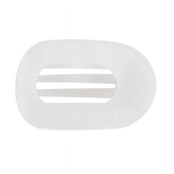 Teleties Coconut White Flat Round Clip - Medium 3.9inches Medium-3.9inches