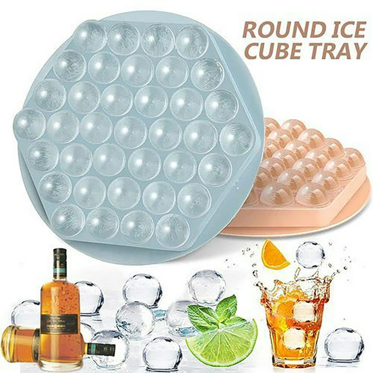 Wiueurtly Christmas Decorations Hexagon Round Ice Cube Tray with Lid Mini Circle Ball Maker Mold for Freezer Sphere Cocktail Whiskey Tea Coffee, Size: 1XL