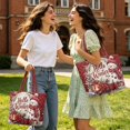 thumbnail image 2 of XYZCANDO Red Snowman Print Padded Shoulder Tote Bag, Large Winter Holiday Quilted Handbag for Shopping, Work, Travel, Festive Gift for Women, Girls, 2 of 7