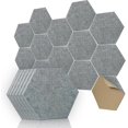 thumbnail image 1 of Paneles acústicos autoadhesivos hexagonales, paquete de 12 acolchados de pared insonorizados, panel de absorción de 12" x 10" x 0,4" utilizado en el hogar y las oficinas (gris), 1 of 5