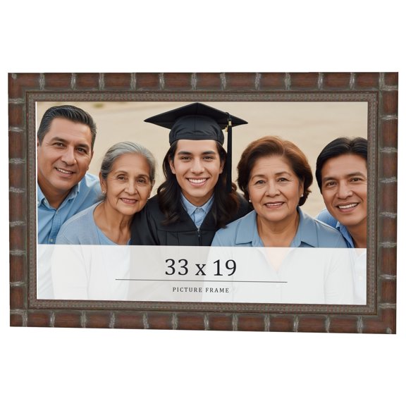 33x19 Dark Brown Bamboo Real Wood Picture Frame Width 1.5 inches | Interior Frame Depth 0.5 inches