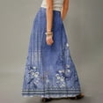 thumbnail image 5 of WTOBBY Women's Floral Print Flowy Maxi Skirt Bohemian Style Casual Summer Beach Long Skirt Elastic Waist Lightweight Tiered Pleated Skirt with Side Pockets,Blue L, 5 of 5