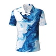 thumbnail image 2 of Daiia Blue White Fluid Art Pattern Men’s Polo Shirts,Solid Deck Shirt,Classic Fit, Breathable Cotton Polo for Casual and Sport Wear-X-Large, 2 of 7