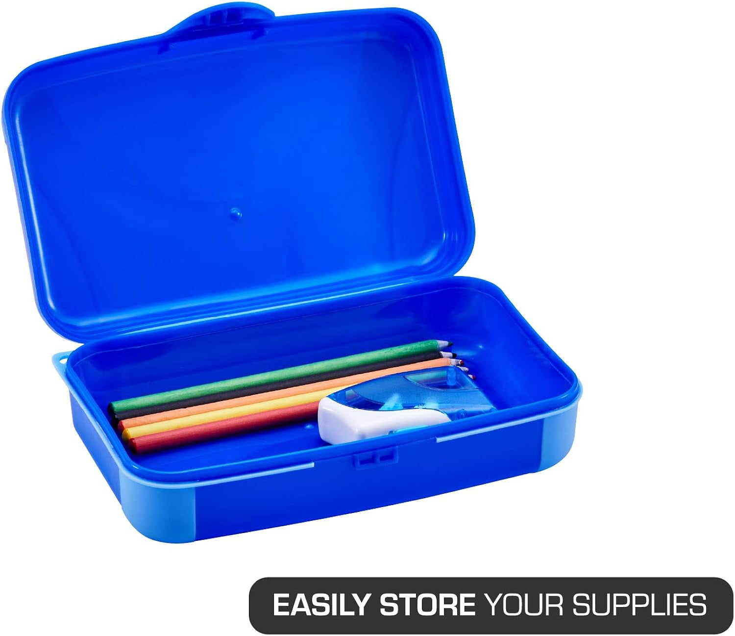 It's Academic Hard Plastic Pencil Box, Turquoise and Black