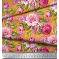 thumbnail image 3 of Soimoi Cotton Cambric Fabric Leaves & Peony Floral Print Fabric by The Yard 42 Inch Wide, 3 of 3