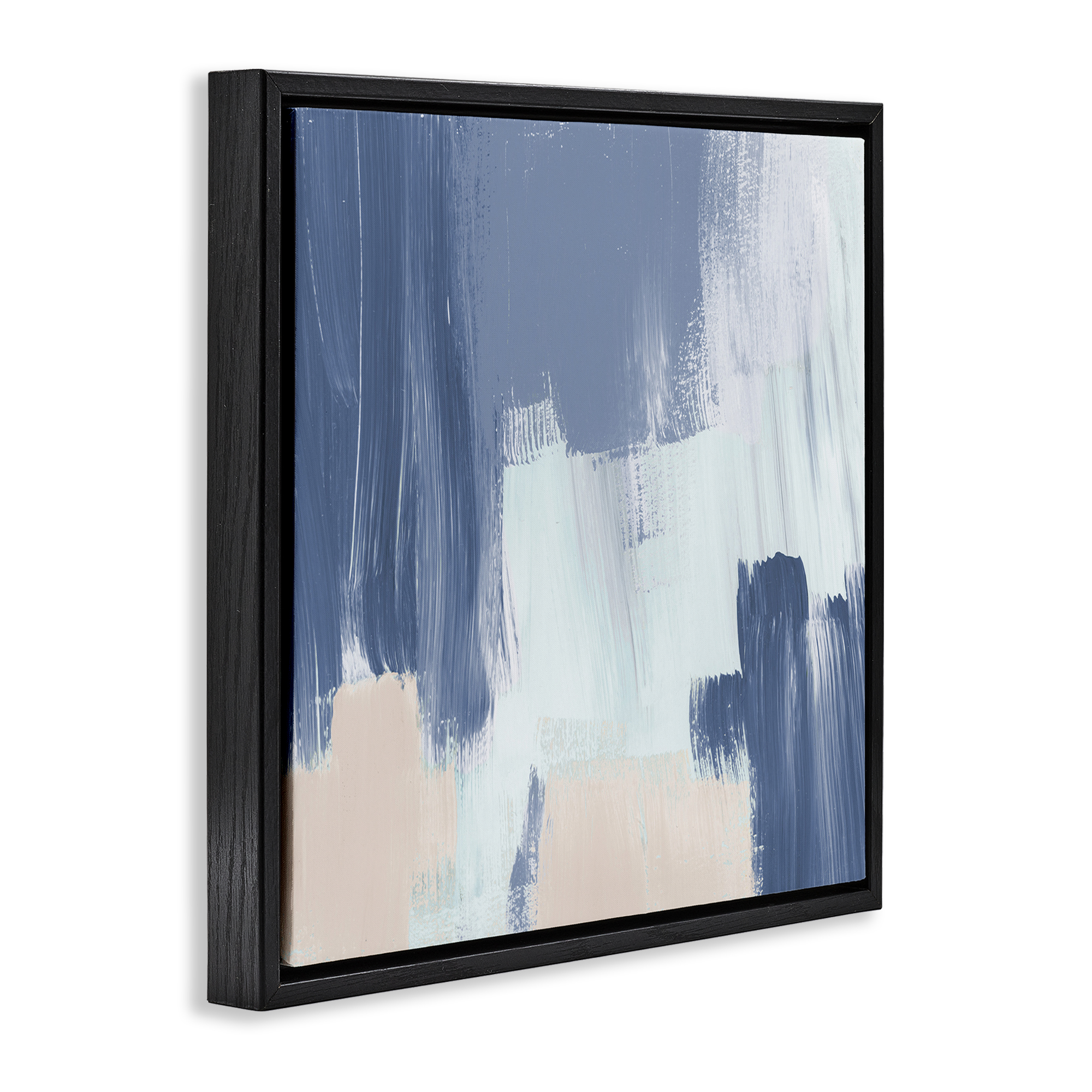 Stupell Industries Restless Blue Mind Abstract Abstract Painting Black Floater Framed Canvas Art Print Wall Art, 25 x 25