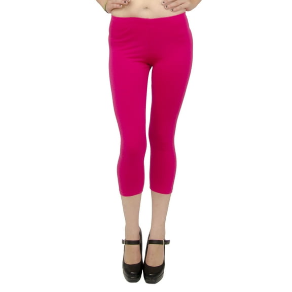 Vivian's Fashions Capri Leggings - Cotton, Junior Size (Fuchsia, 2X)