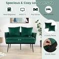 thumbnail image 6 of Costway Modern Loveseat Sofa Upholstered Dutch Velvet Couch with Woven Back & Arms Green, 6 of 10