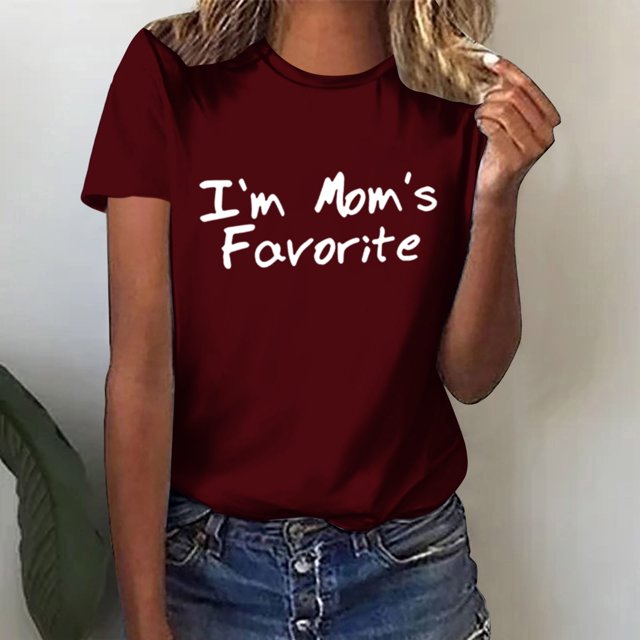 Yourumao T-Shirts Graphiques pour Femmes, Imprimé Lettres, Manches Courtes, Col Rond, Basiques, Été, Doux, Sorties