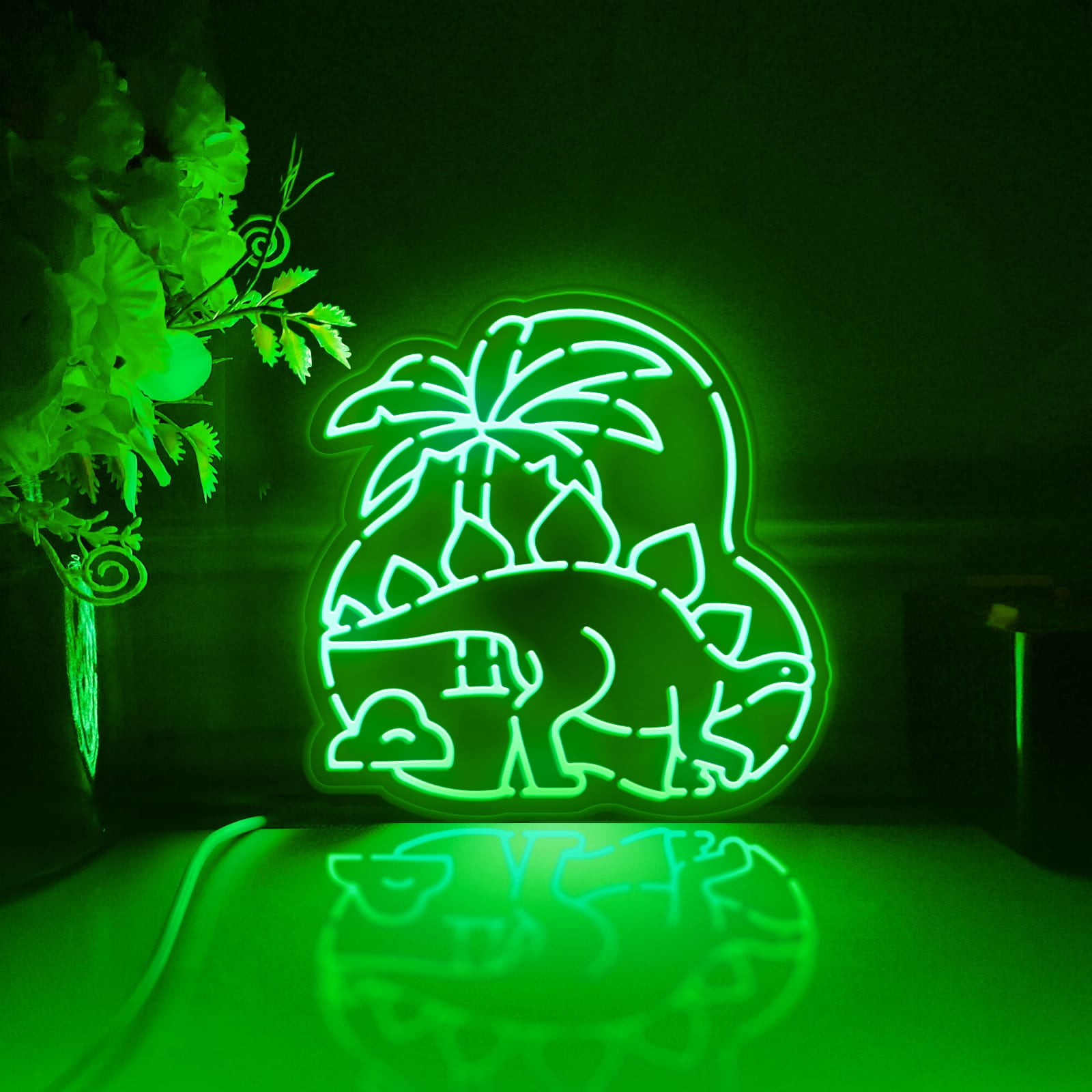 Dinosaur Led Light Box, Dimmable Neon-Like Light Signs USB Power for Wall Decor Bedroom Decoration, Color Flow Effect (WxH) 16"x16"