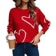 thumbnail image 1 of Suéter de San Valentín para Mujer, de Larga, con Bordado de Corazón, de Punto de Gran Tamaño, Tops. Rojo XL, 1 of 10