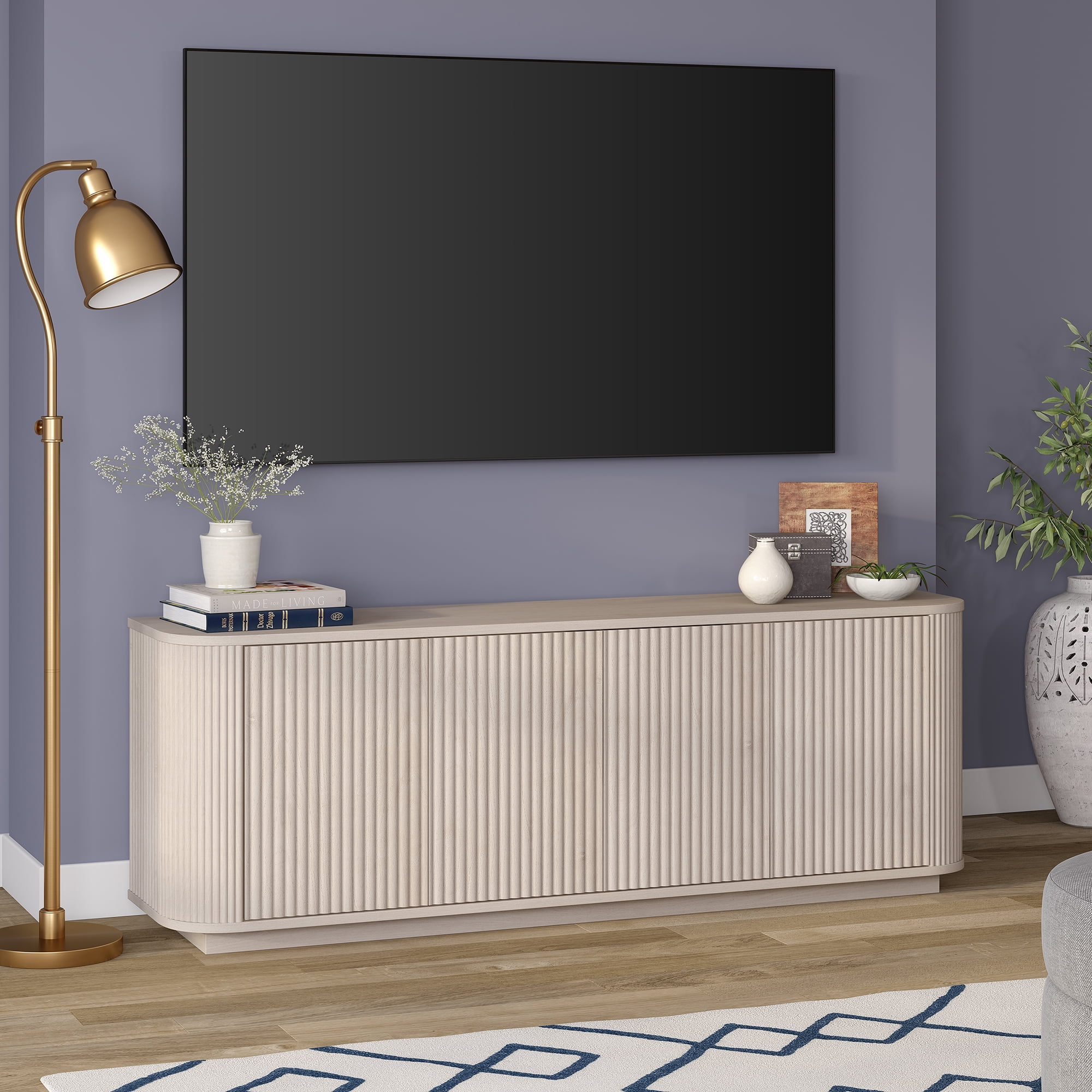 Evelyn&Zoe Canton Transitional TV Stand For TVs up to 75", Alder White